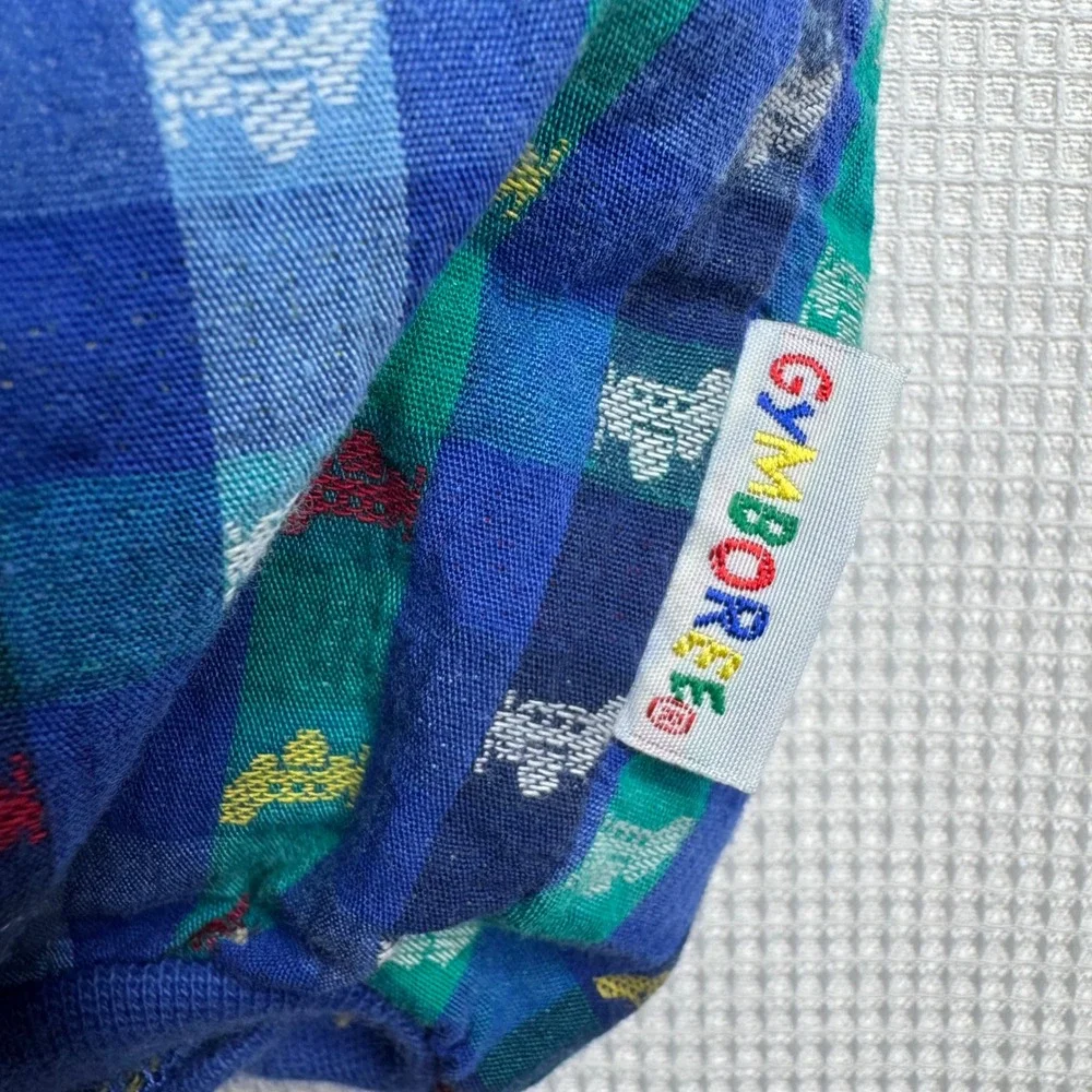 Vintage Gymboree Airplanes Colorblock Gingham Romper XS 9-18 Months Blue Green